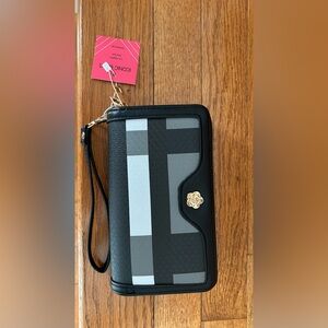 😎Black and Gray Wristlet Wallet with Gold Accent